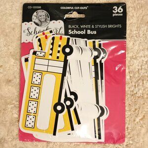 NWT~ Carson Dellosa's Schoolgirl Style Black, White & Stylish Brights School Bus